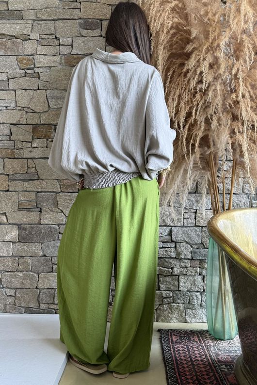 Basso Button Drape Batwing Shirt Earth